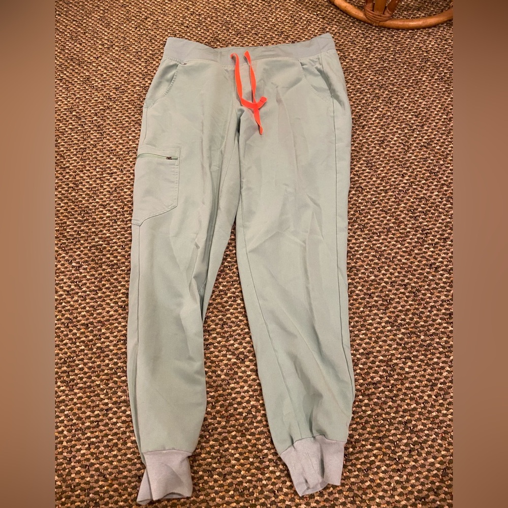 Figs sea foam green jogger scrub pants
